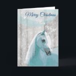 Cartes Pour Fêtes Annuelles Unicorn Horse<br><div class="desc">J'ai une image de Photoshop. The Christmas theme is somewhat unusual,  but the muted colours and cool blues with,  of course,  the fluffy of snow is in keeping with the winter season. A rather ethereal natural depiction of a unicorn.</div>