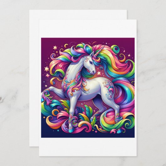 Cartes Pour Fêtes Annuelles Unicorn Study I - Imaginaire AI (Devant / Derrière)