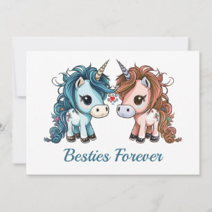 Cartes Pour Fêtes Annuelles Unicorne Besties pour toujours