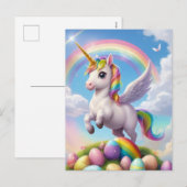 Cartes Pour Fêtes Annuelles Unicorne magique de Pâques (Devant / Derrière)