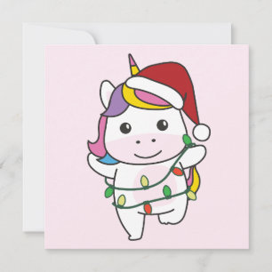 Cartes Pour Fêtes Annuelles Unicorne Noël Animaux d'hiver de vacances Unicorne
