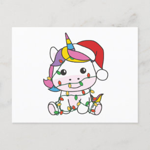 Cartes Pour Fêtes Annuelles Unicorne Noël Animaux d'hiver de vacances Unicorne