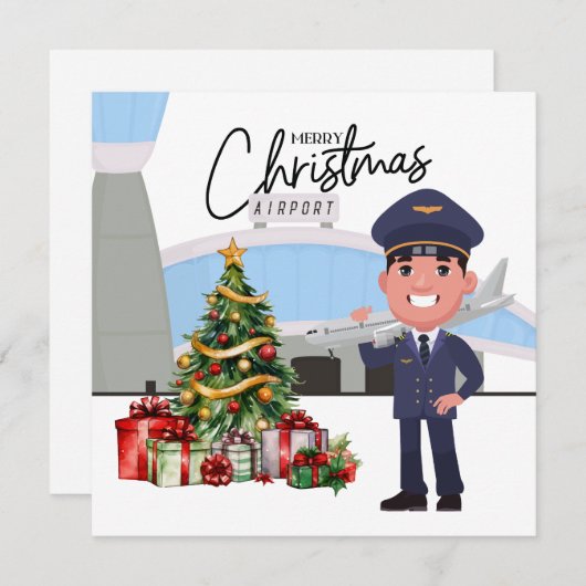 Cartes Pour Fêtes Annuelles Uniforme pilote avec thème de Noël (Devant / Derrière)