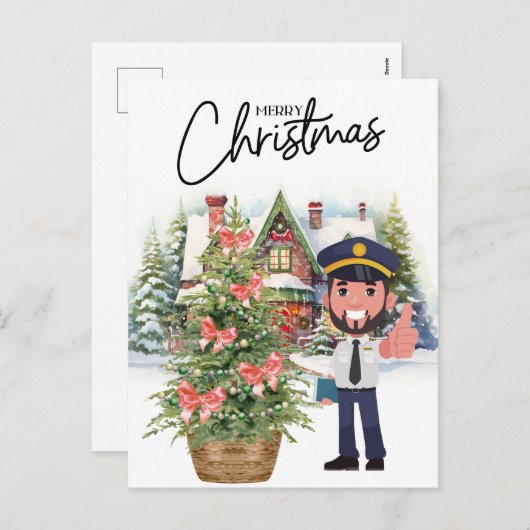 Cartes Pour Fêtes Annuelles Uniforme pilote avec thème de Noël (Devant / Derrière)