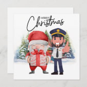 Cartes Pour Fêtes Annuelles Uniforme pilote avec thème de Noël (Devant / Derrière)