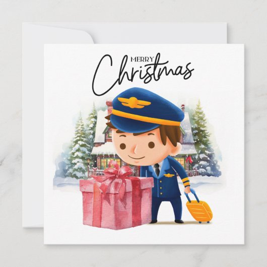Cartes Pour Fêtes Annuelles Uniforme pilote avec thème de Noël (Devant)