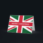 Cartes Pour Fêtes Annuelles Union Jack de Noël ~ Rouge, Vert et Blanc<br><div class="desc">Une Union Jack ludique du Royaume-Uni pour un Joyeux ou Joyeux Noël en rouge,  vert et blanc festif</div>