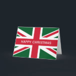 Cartes Pour Fêtes Annuelles Union Jack de Noël ~ Rouge, Vert et Blanc<br><div class="desc">Une Union Jack ludique du Royaume-Uni pour un Joyeux ou Joyeux Noël en rouge,  vert et blanc festif</div>