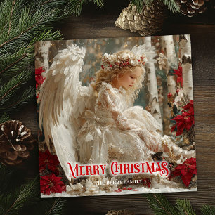 Cartes Pour Fêtes Annuelles Unique ange céleste rouge or festif beau