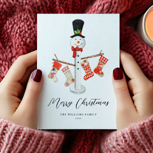 Cartes Pour Fêtes Annuelles Unique Bonhomme de Neige de Noël Moderne Non Photo