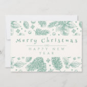 Cartes Pour Fêtes Annuelles Unique Green Floral Line Art Joyeux Noël (Devant)