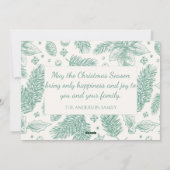 Cartes Pour Fêtes Annuelles Unique Green Floral Line Art Joyeux Noël (Dos)