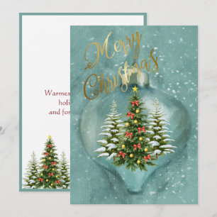 Cartes Pour Fêtes Annuelles Unique Joyeux Arbres de Noël Ornement Neige