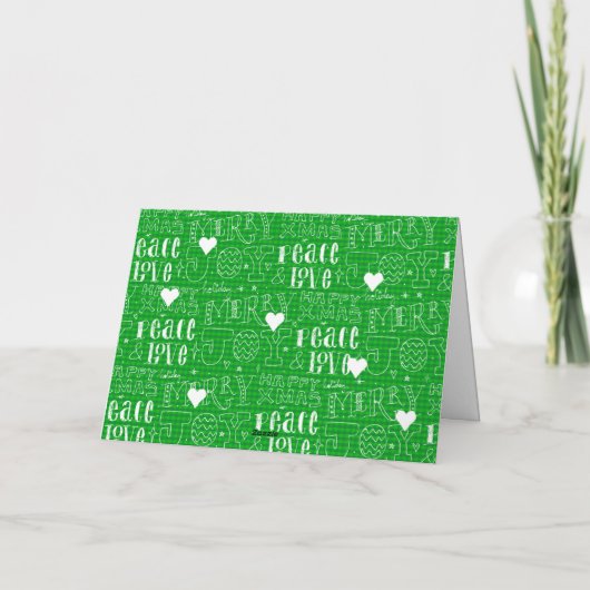 Cartes Pour Fêtes Annuelles Unique Moderne Festive Script de Noël Vert (Dos)