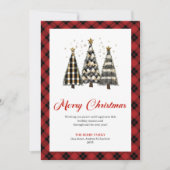Cartes Pour Fêtes Annuelles Unique Red Black Plaid Christmas Tree Leopard Card (Devant)
