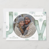 Cartes Pour Fêtes Annuelles Unleash the JOY Modern Green Script Photo (Devant)