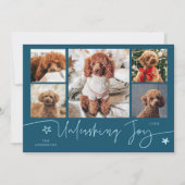 Cartes Pour Fêtes Annuelles Unleashing Joy Teal Dog Multi Photo (Devant)