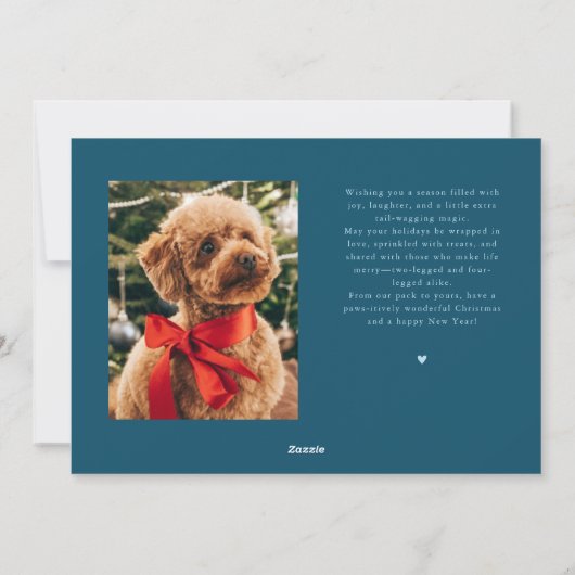 Cartes Pour Fêtes Annuelles Unleashing Joy Teal Dog Multi Photo (Dos)