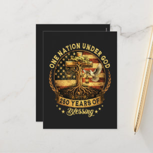 Cartes Pour Fêtes Annuelles USA 250e anniversaire Une nation sous Dieu