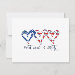 Cartes Pour Fêtes Annuelles USA Drapeau Patriotique Coeurs 4 juillet Sweet Lan