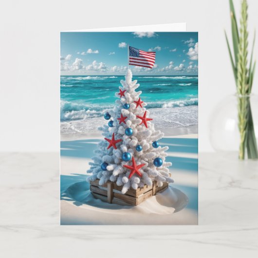 Cartes Pour Fêtes Annuelles USA Flag Christmas Tree (Devant)