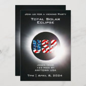 Cartes Pour Fêtes Annuelles USA FLAG Total éclipse solaire 8 avril 2024 (Devant / Derrière)