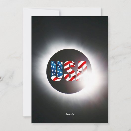 Cartes Pour Fêtes Annuelles USA FLAG Total éclipse solaire 8 avril 2024 (Dos)