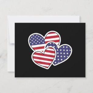 Cartes Pour Fêtes Annuelles USA Heart Flag American Patriotic 4 juillet femmes