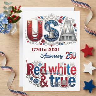 Cartes Pour Fêtes Annuelles USA patriotique 250e anniversaire historique améri