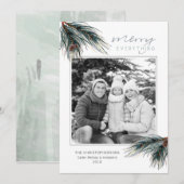 Cartes Pour Fêtes Annuelles Vacances Aquarelle Pine MERRY TOUT Photo (Devant / Derrière)