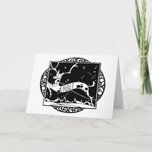 Cartes Pour Fêtes Annuelles Vacances B&W Doily Deer (Devant)