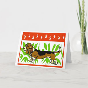 Cartes Pour Fêtes Annuelles Vacances Basset Hound