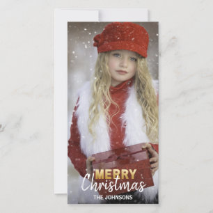 Cartes Pour Fêtes Annuelles Vacances blanches en or Joyeux Noël  PHOTO