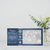 Cartes Pour Fêtes Annuelles Vacances bleues de flocon de neige (Debout devant)