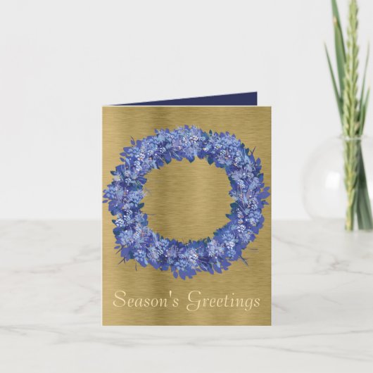 Cartes Pour Fêtes Annuelles Vacances Blue Wreath (Devant)