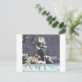 Cartes Pour Fêtes Annuelles Vacances Borzoi Dame De Neige (Debout devant)