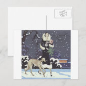 Cartes Pour Fêtes Annuelles Vacances Borzoi Dame De Neige (Devant / Derrière)