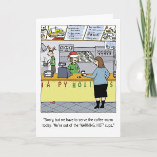 Cartes Pour Fêtes Annuelles Vacances café chaud drôle dessin animé Noël Xmas