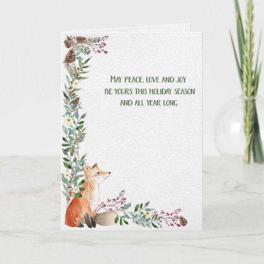 Cartes Pour Fêtes Annuelles Vacances de Fox d'hiver Frame de Noël (Devant)