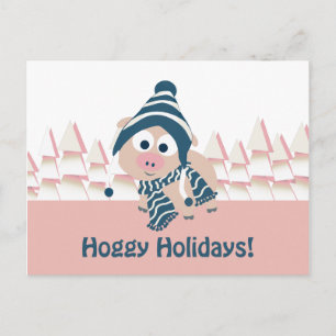 Cartes Pour Fêtes Annuelles Vacances de Hoggy ! Porc mignon d'hiver