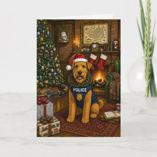 Cartes Pour Fêtes Annuelles Vacances de la police Airedale Terrier