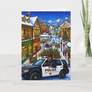 Cartes Pour Fêtes Annuelles Vacances de la police Doberman Pinscher