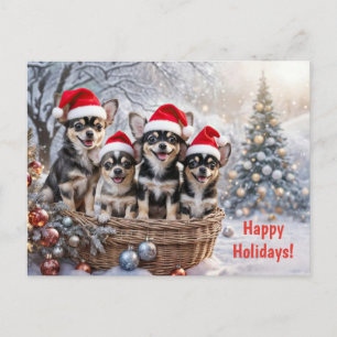 Cartes Pour Fêtes Annuelles Vacances de Noël Chiots Chihuahua Mignons
