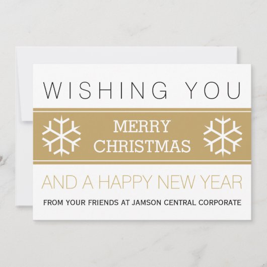 Cartes Pour Fêtes Annuelles Vacances de Noël en or moderne et blanc (Devant)