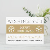 Cartes Pour Fêtes Annuelles Vacances de Noël en or moderne et blanc (Debout devant)