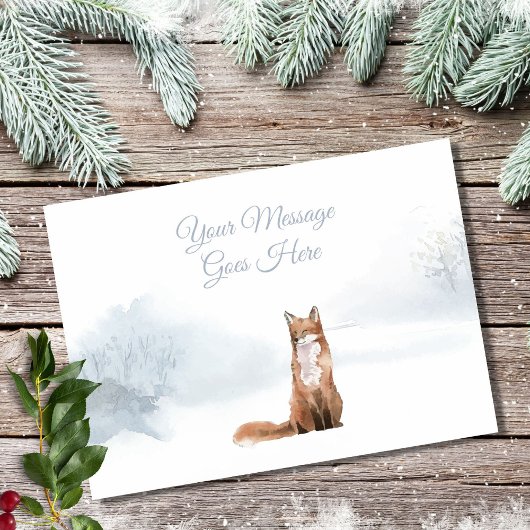 Cartes Pour Fêtes Annuelles Vacances de Noël Fox d'hiver Élégant Script