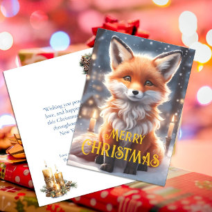 Cartes Pour Fêtes Annuelles Vacances de Noël Mignon Renard Rouge d'Hiver Noël