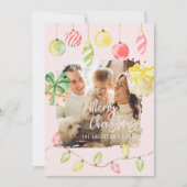 Cartes Pour Fêtes Annuelles Vacances de Noël rose (Devant)