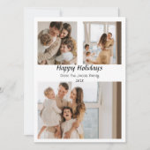 Cartes Pour Fêtes Annuelles Vacances de Noël Script centré sur trois photos (Devant)
