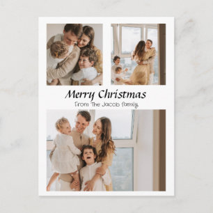 Cartes Pour Fêtes Annuelles Vacances de Noël Script centré sur trois photos
